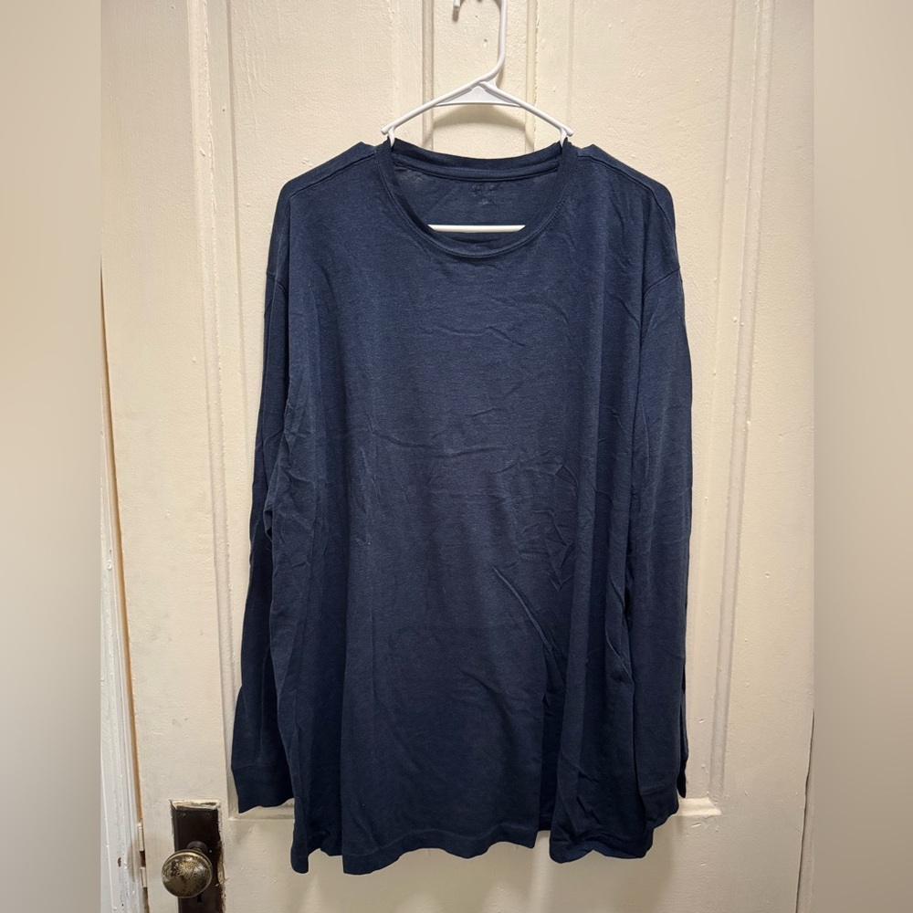 Men’s XL Navy Blue Long Sleeve Tee Basic Soft Lightweight Casual
